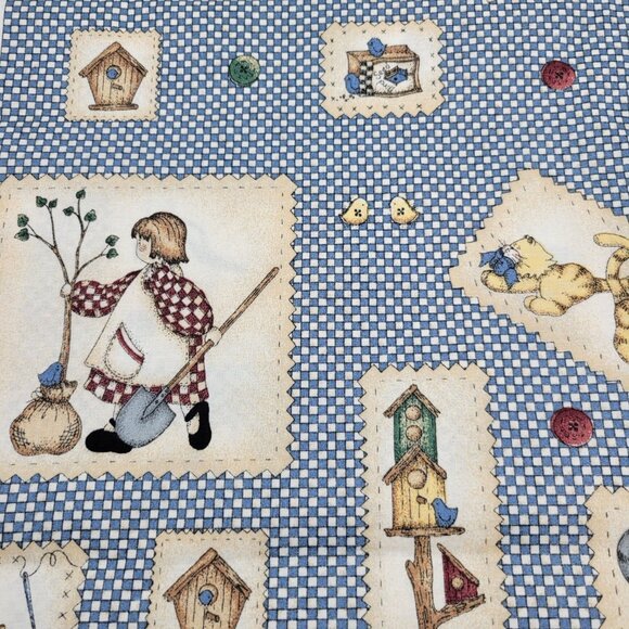 Checkered Past Kathi Walters S.S.I. Cotton Fabric Blue Gingham 1 Yard - Picture 3 of 4